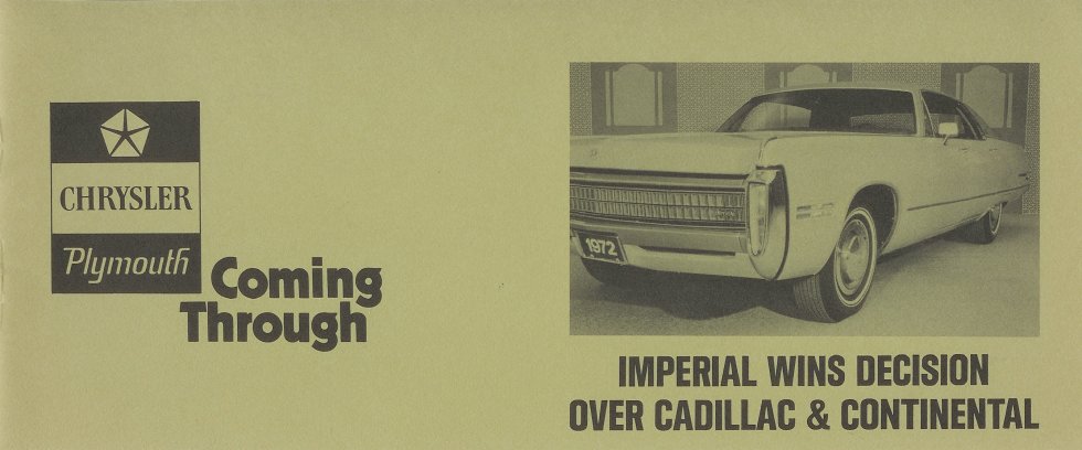 1972 Chrysler Imperial Comparison Brochure Page 6